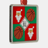 Basketball en Santa Custom Text Letter met Kerstmi Metalen Ornament (Rechts)