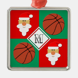 Basketball en Santa Custom Text Letter met Kerstmi Metalen Ornament