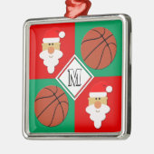 Basketball en Santa Custom Text Letter met Kerstmi Metalen Ornament (Links)