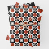 Basketball en Snowflake Black en White Kerstmis Inpakpapier Vel (In situ)