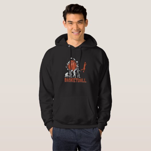 Basketball Evolution From Monkey To Men BBall Dunk Hoodie (Voorkant volledig)