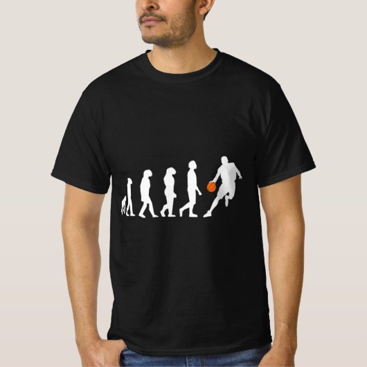 Basketball Evolution of Humanity Funny Hoop Design T-shirt (Voorkant)
