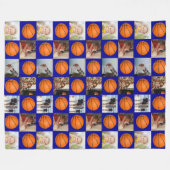 Basketball Family Collage Photo Pattern Blue Fleece Deken (Voorkant (Horizontaal))