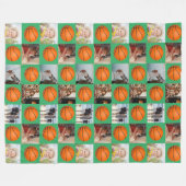Basketball Family Collage Photo Pattern Green Fleece Deken (Voorkant (Horizontaal))