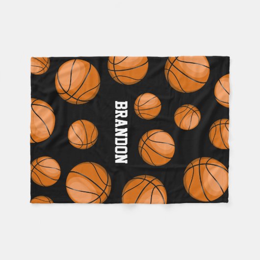 Basketball Fan Custom Name Black Fleece Deken (Voorkant (Horizontaal))