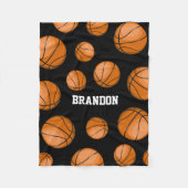 Basketball Fan Custom Name Black Fleece Deken (Voorkant)