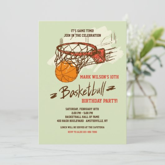 Basketball Fan Invitation Kaart (Staand voorkant)