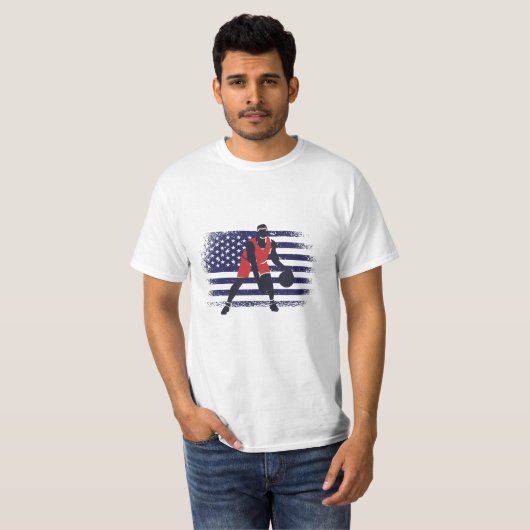 Basketball Fan Jersey USA Flag T-shirt (Voorkant volledig)