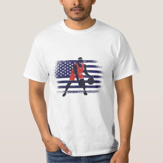Basketball Fan Jersey USA Flag T-shirt (Voorkant)