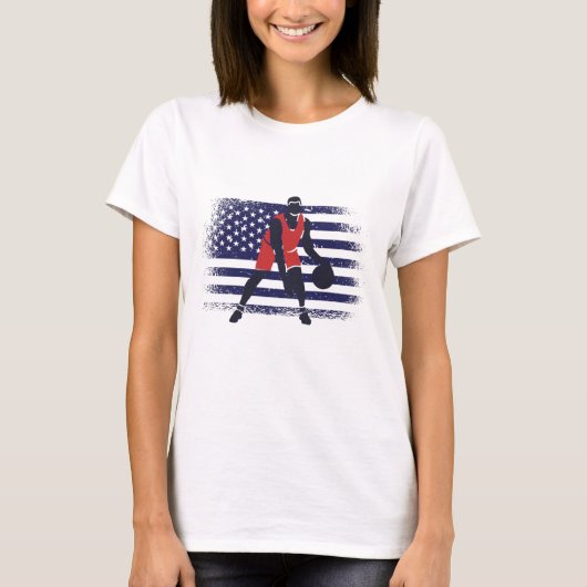Basketball Fan Jersey USA Flag T-shirt (Voorkant)