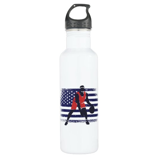 Basketball Fan Jersey USA Flag Waterfles (Voorkant)