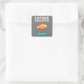 Basketball Father en Girl Vierkante Sticker (Tas)