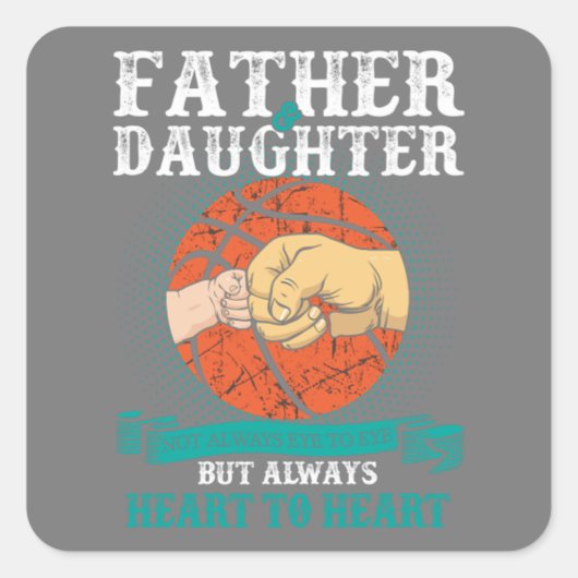 Basketball Father en Girl Vierkante Sticker (Voorkant)