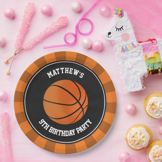 Basketball Feitelijke Borden gepersonaliseerd Papieren Bordje (Feest)