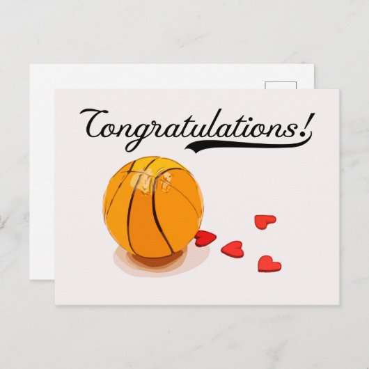 Basketball feliciteert briefkaart (Voorkant / Achterkant)