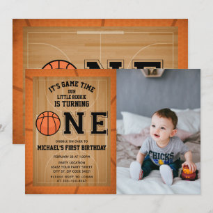 Basketball First Birthday Foto Kaart