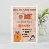 Basketball First Birthday Invitation | All Star Kaart (Staand voorkant)