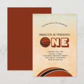 Basketball First Birthday Kaart (Voorkant / Achterkant)