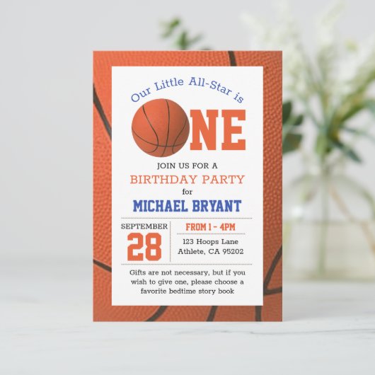 Basketball First Birthday Kaart (Staand voorkant)