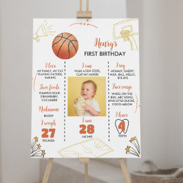Basketball First Birthday Milestone Sign. Poster