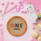 Basketball First Birthday Papieren Bordje (Feest)