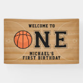 Basketball First Birthday Spandoek (Horizontaal)