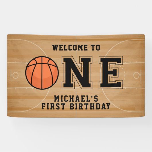 Basketball First Birthday Spandoek (Horizontaal)