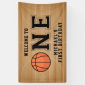 Basketball First Birthday Spandoek (Verticaal)