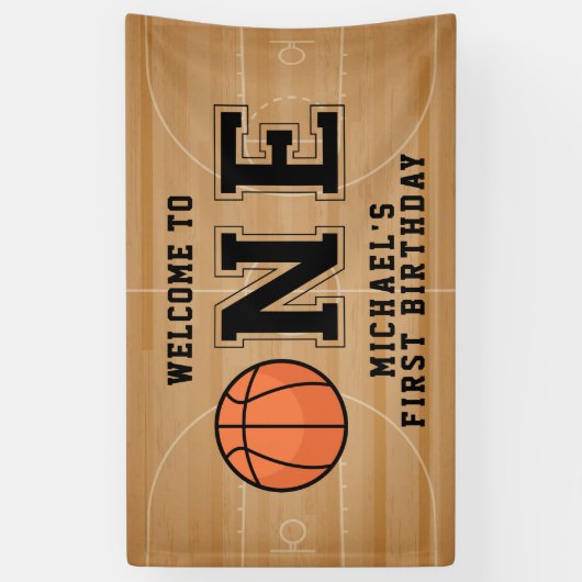 Basketball First Birthday Spandoek (Verticaal)