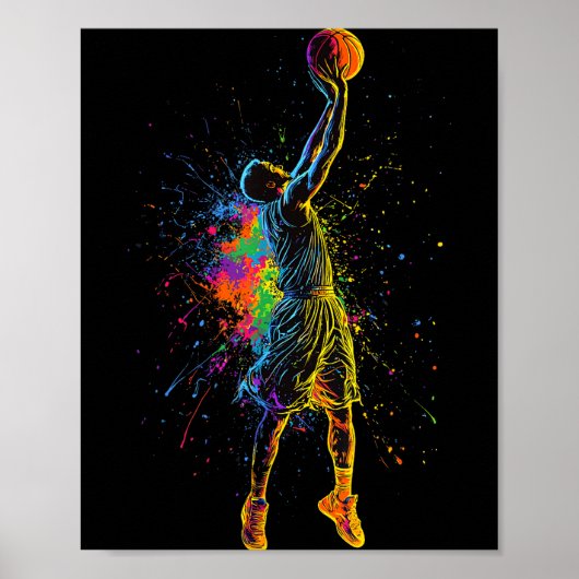 Basketball For Men Kids Youth Player Slam Dunk Tee Poster (Voorkant)