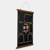 Basketball foto collage gepersonaliseerd zwart hangend wandkleed (Gebogen)