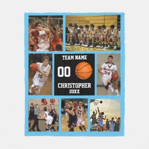 Basketball foto collage Sky blue Fleece Deken