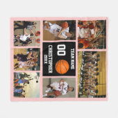Basketball fotocollage abrikozenroze fleece deken (Voorkant (Horizontaal))