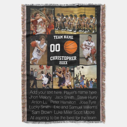 Basketball-fotocollage fleece deken (Voorkant Verticaal)