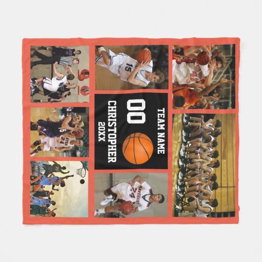 Basketball-fotocollage fleece deken (Voorkant (Horizontaal))
