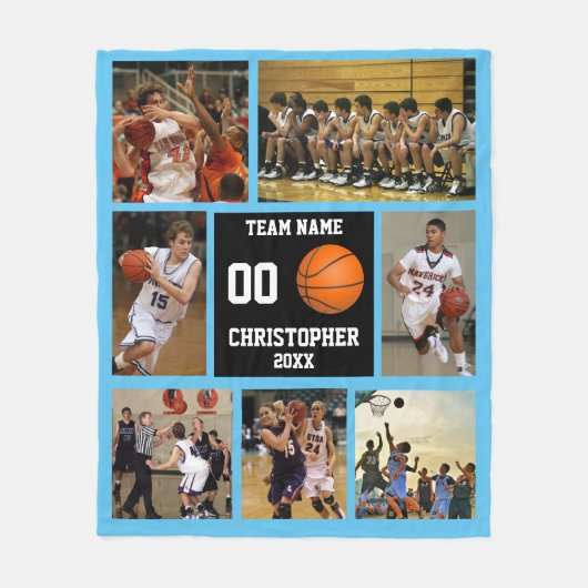 Basketball-fotocollage fleece deken (Voorkant)