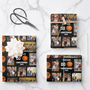 Basketball-fotocollage fleece deken inpakpapier vel