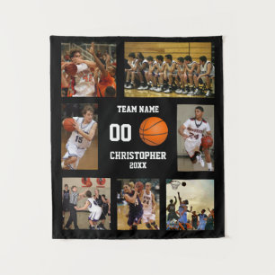 Basketball-fotocollage fleece deken wandkleed