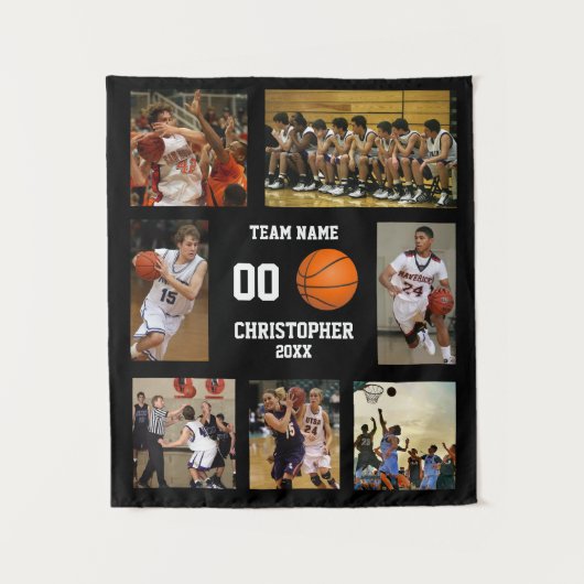 Basketball-fotocollage fleece deken wandkleed (Voorkant)
