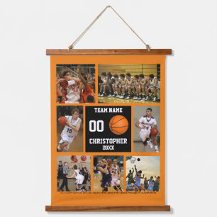 Basketball-fotocollage, gepersonaliseerd sinaasapp hangend wandkleed