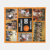 Basketball-fotocollage oranje fleece deken (Voorkant (Horizontaal))