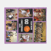 Basketball-fotocollage Paars Fleece Deken (Voorkant (Horizontaal))