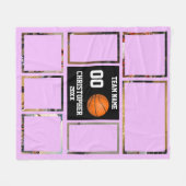Basketball-fotocollage Paarse fleece deken (Voorkant (Horizontaal))