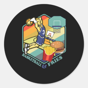 Basketball Fries Fastfood Burger Basketballer Ronde Sticker