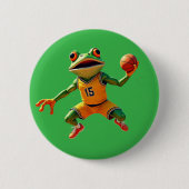 Basketball Frog groene knop Ronde Button 5,7 Cm (Voorkant)