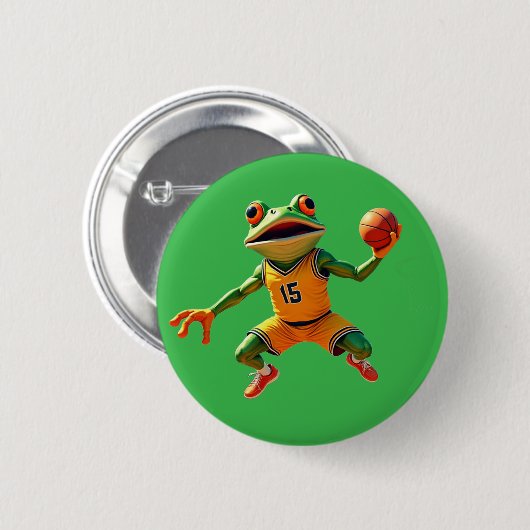 Basketball Frog groene knop Ronde Button 5,7 Cm (Voorkant /achterkant)