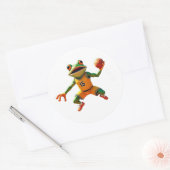 Basketball Frog large round white stickers (Envelop)