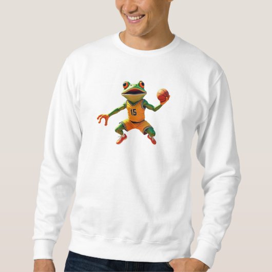 Basketball Frog mannen wit sweatshirt (Voorkant)