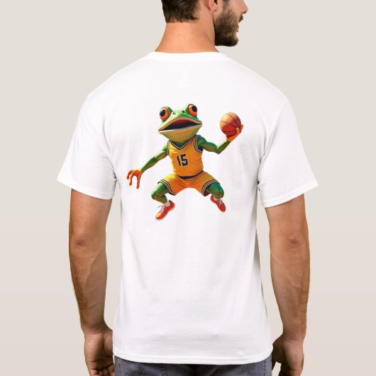 Basketball Frog mannen wit T-shirt achterkant (Achterkant)