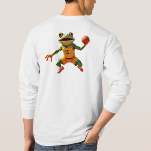Basketball Frog mannen witte T-shirt met lange mou